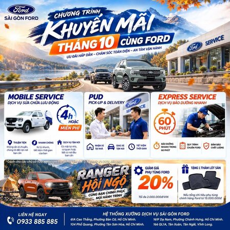 CHƯƠNG TRÌNH KHUYẾN MÃI THÁNG 10 CÙNG SÀI GÒN FORD